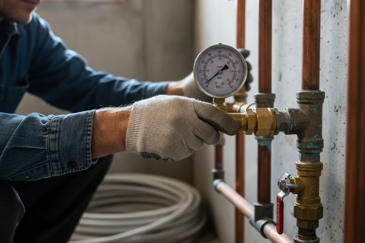 Pressure testing a repaired line during Water Line Repair in Alhambra